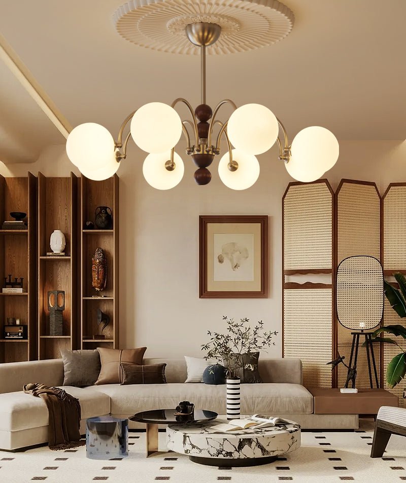 Lustre Majorque en verre et bois – vue 9