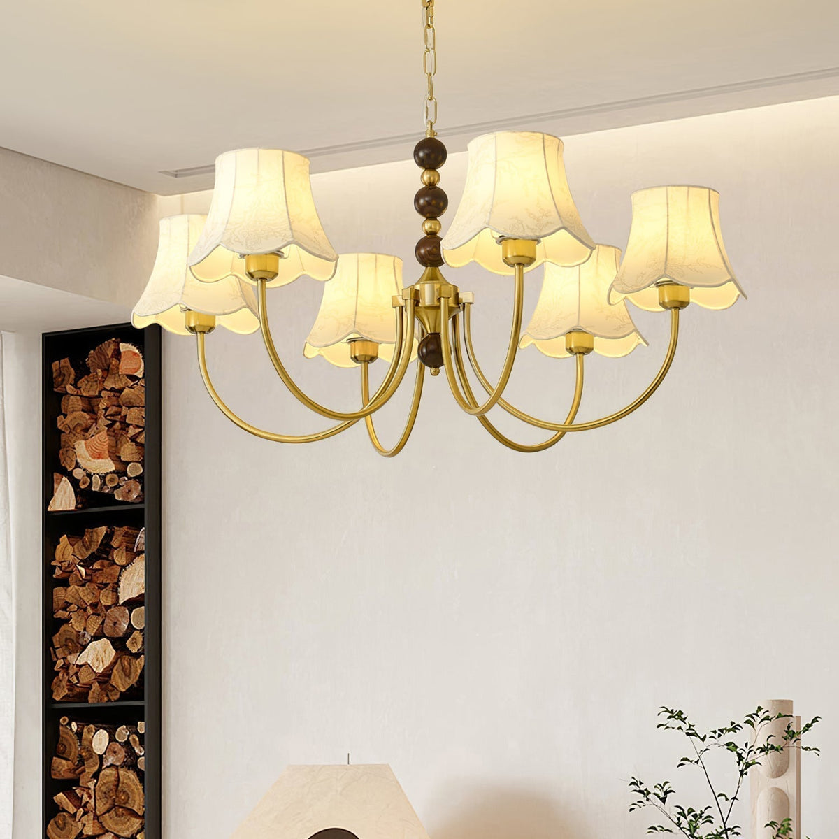 Lustre Pléiade en tissu et bois – vue 19