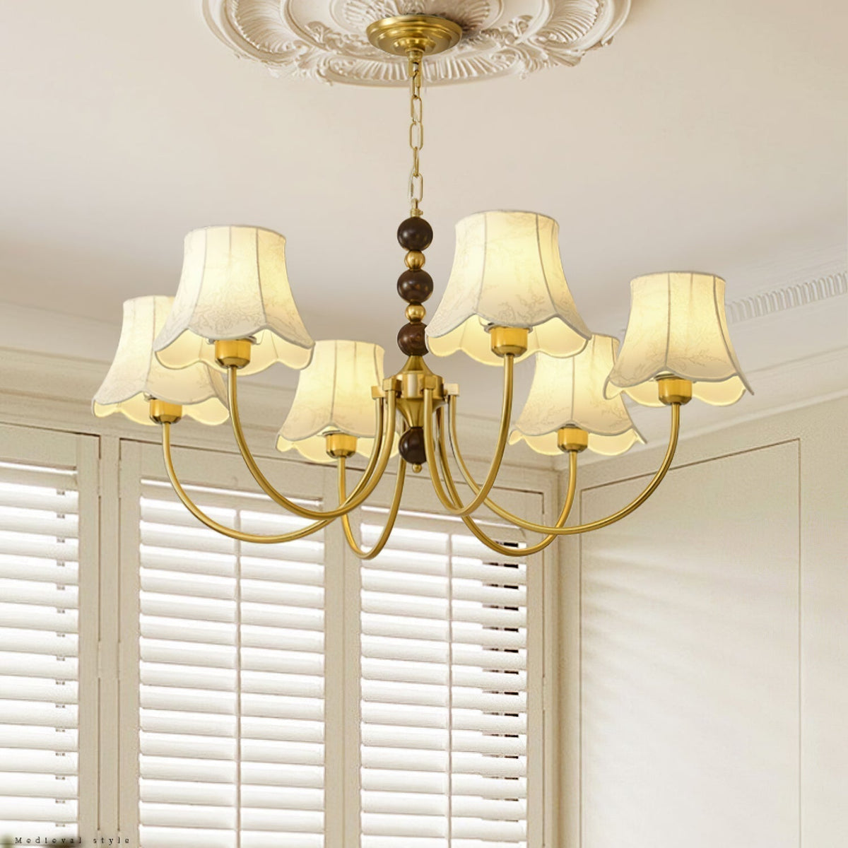 Lustre Pléiade en tissu et bois – vue 17