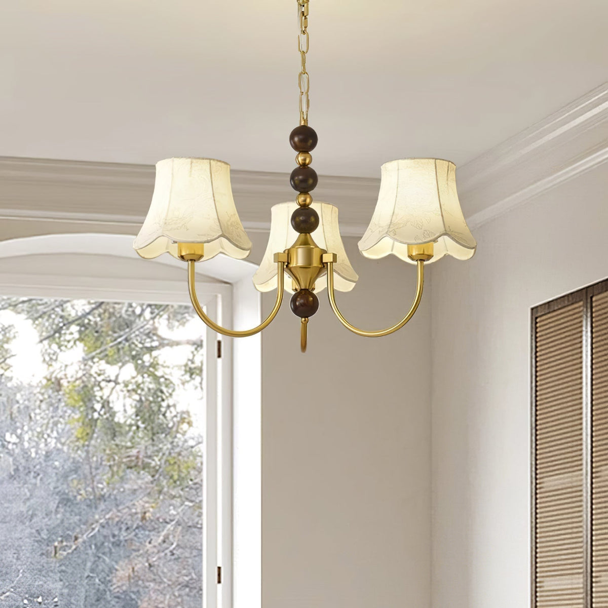 Lustre Pléiade en tissu et bois – vue 12
