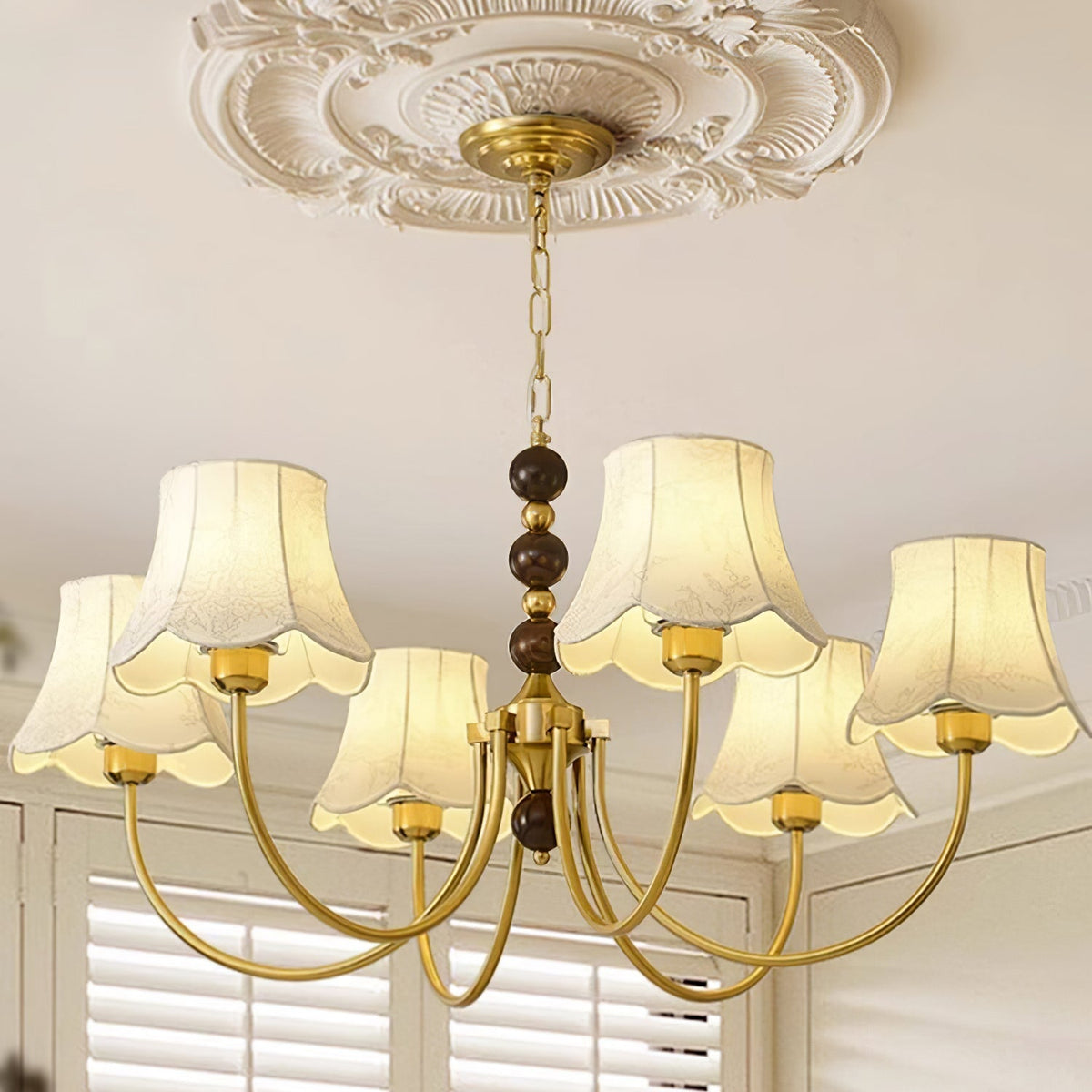 Lustre Pléiade en tissu et bois – vue 14