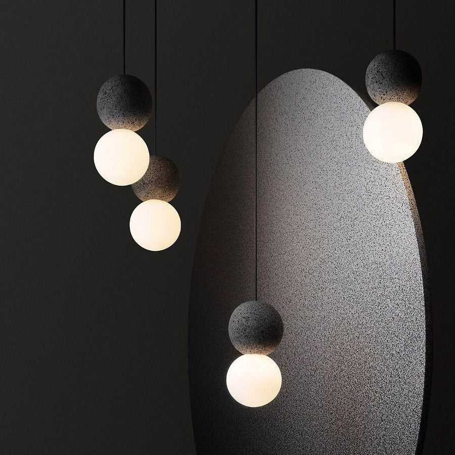 Suspension Hélianthe en pierre et verre – vue 4