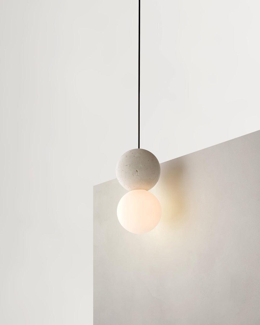 Suspension Hélianthe en pierre et verre – vue 14