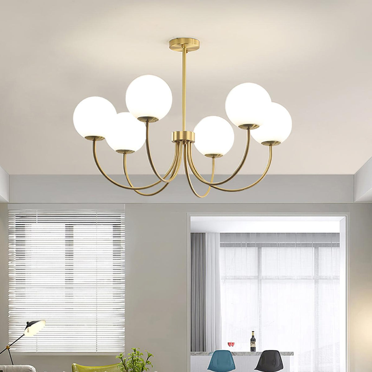 Lustre Cordes en laiton et verre – vue 29