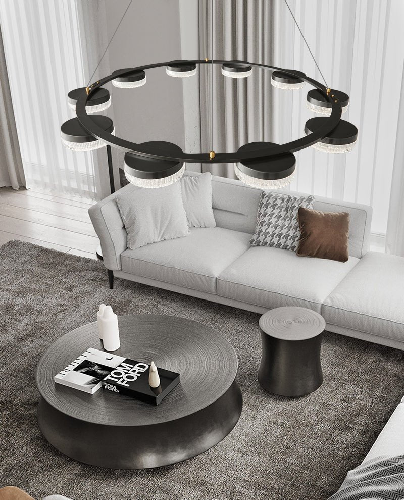 Lustre Delta en verre et laiton – vue 5
