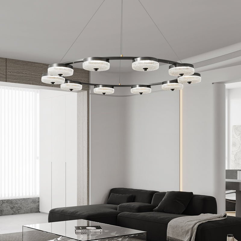 Lustre Delta en verre et laiton – vue 2