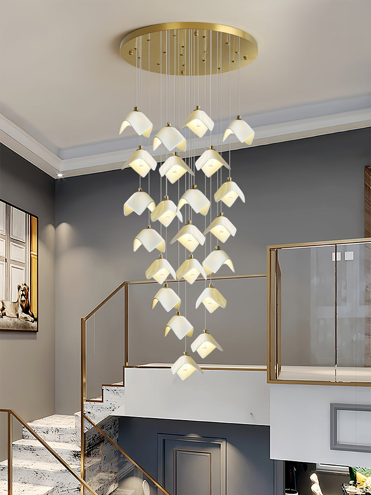 Lustre Pagode en verre et laiton – vue 23