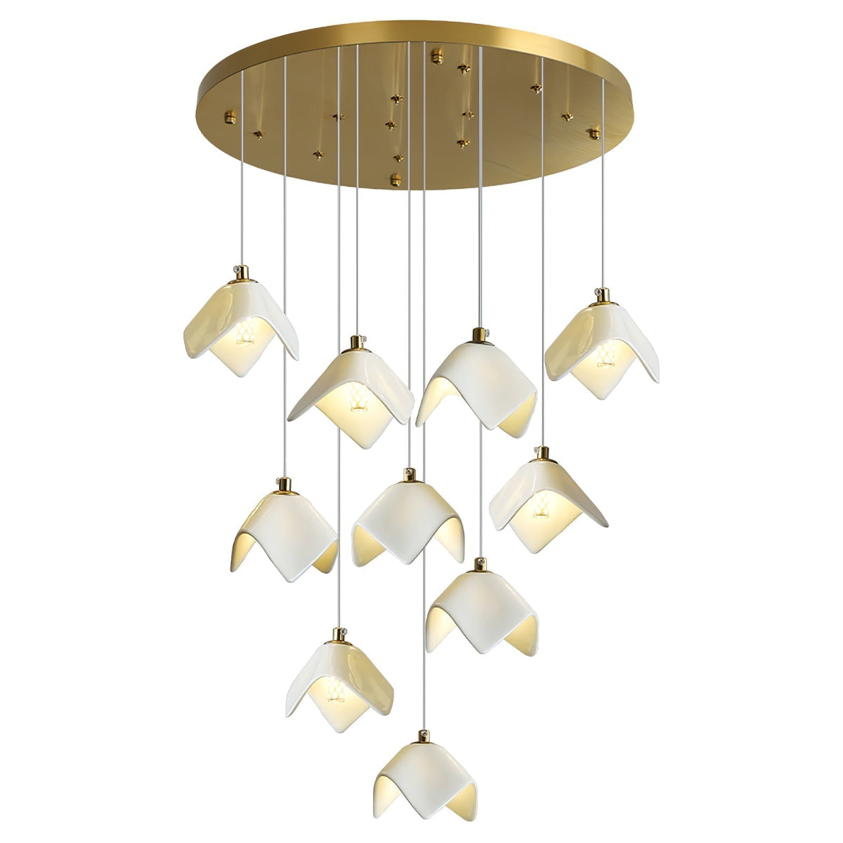 Lustre Pagode en verre et laiton – vue 2