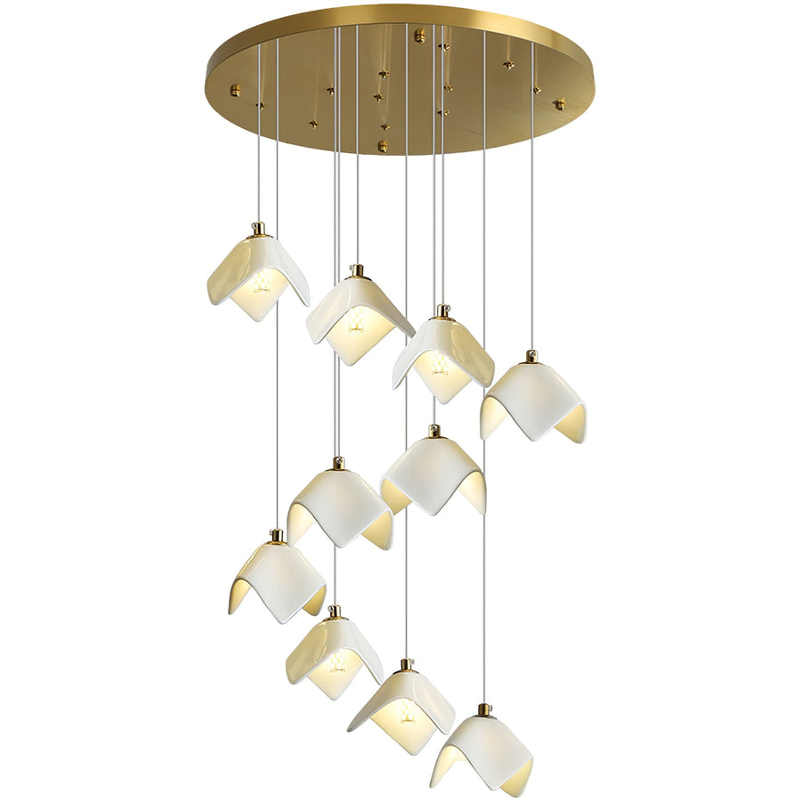 Lustre Pagode en verre et laiton – vue 3