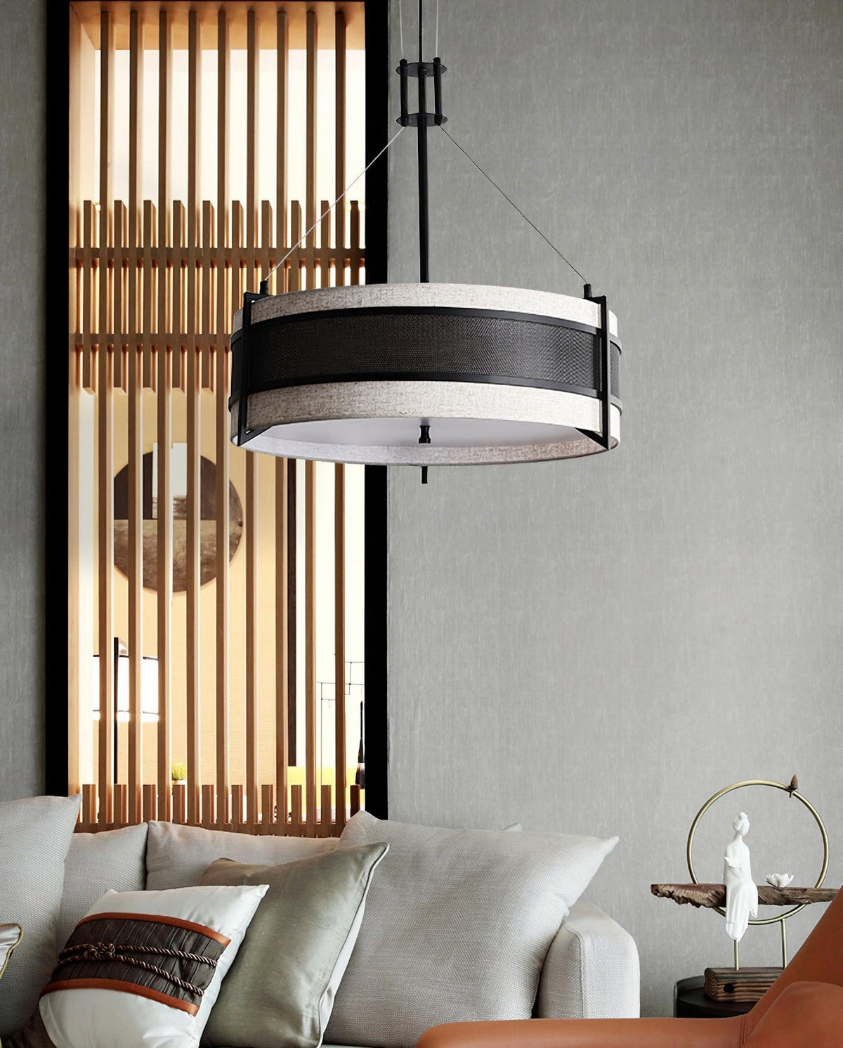 Lustre Jouvence en tissu et fer – vue 3