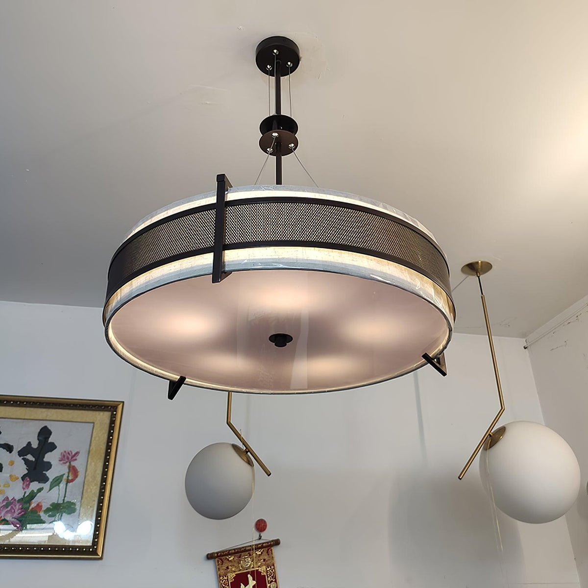 Lustre Jouvence en tissu et fer – vue 15