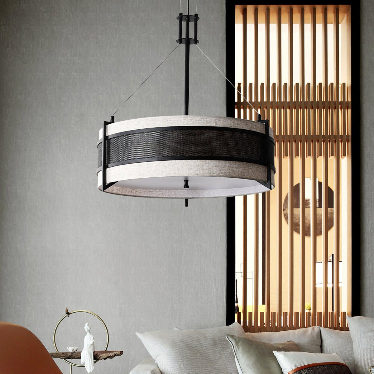 Lustre Jouvence en tissu et fer – vue 17