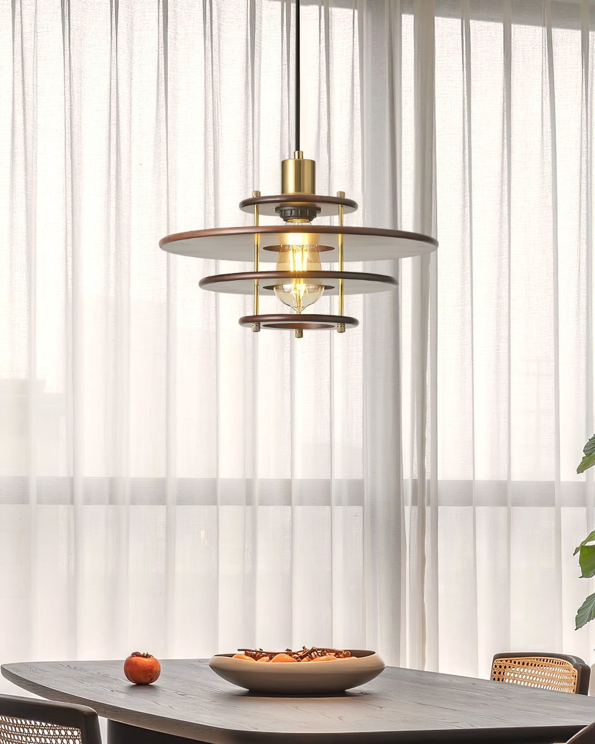 Suspension Édelweiss en bois et métal – vue 10