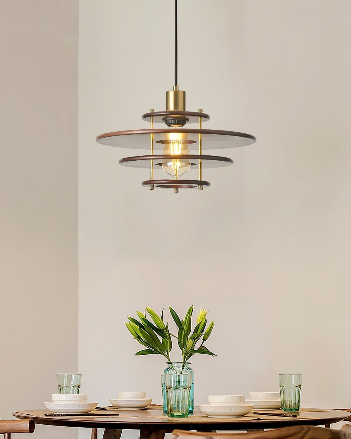 Suspension Édelweiss en bois et métal – vue 7