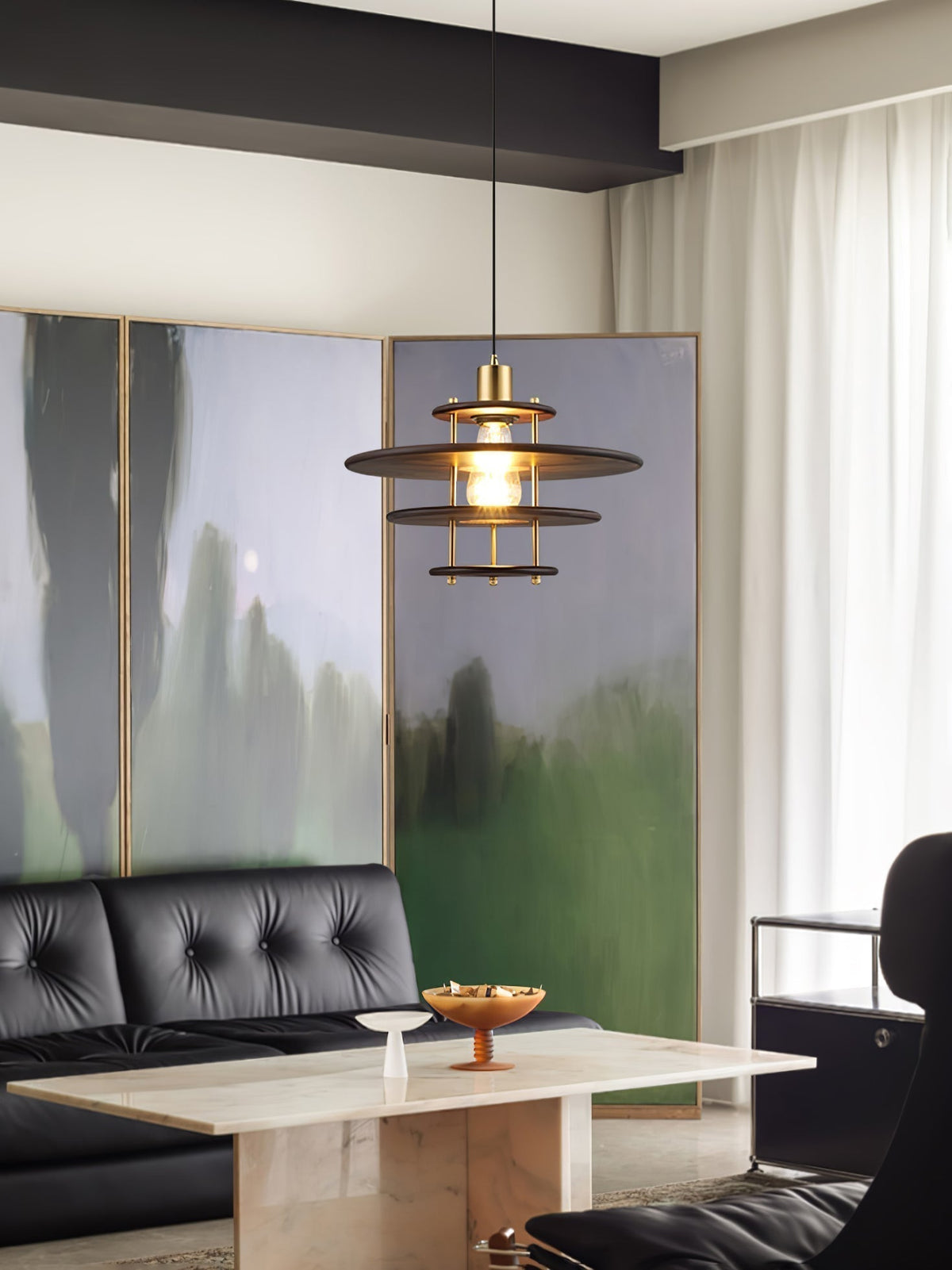 Suspension Édelweiss en bois et métal – vue 34