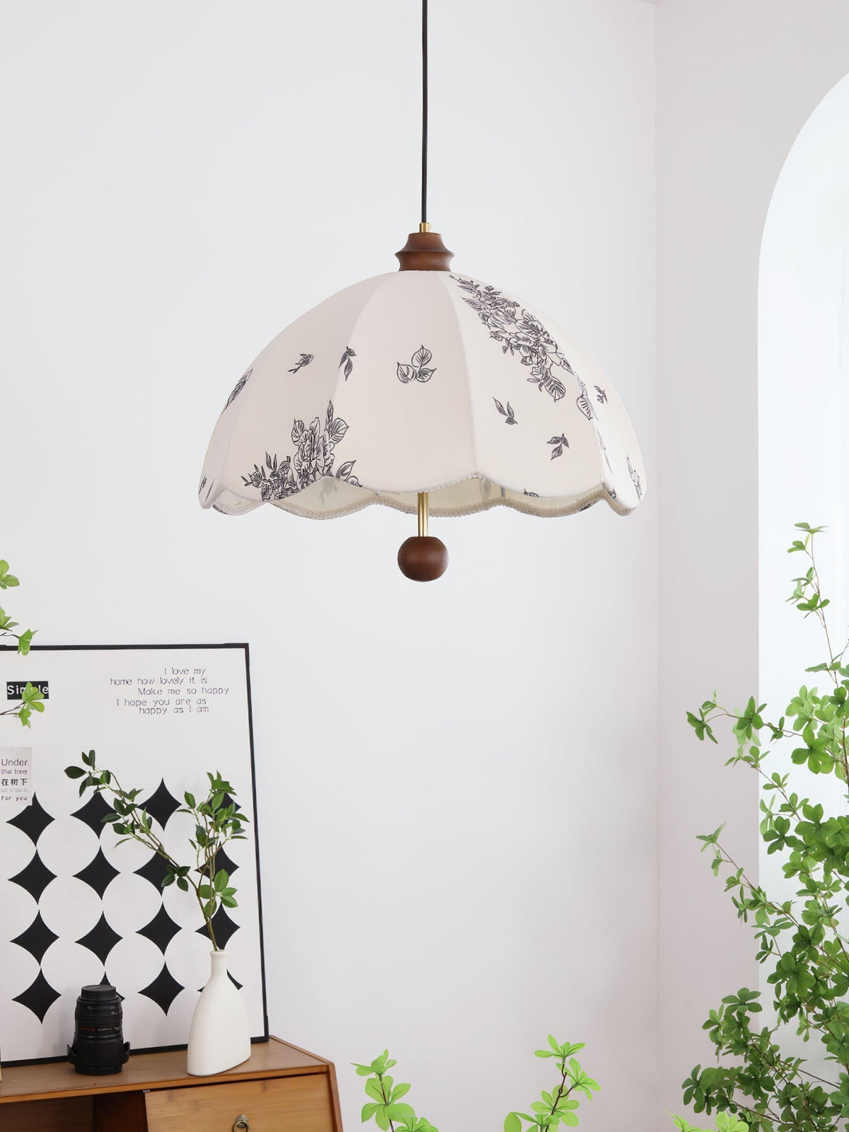 Suspension Roseau en bois et tissu – vue 8