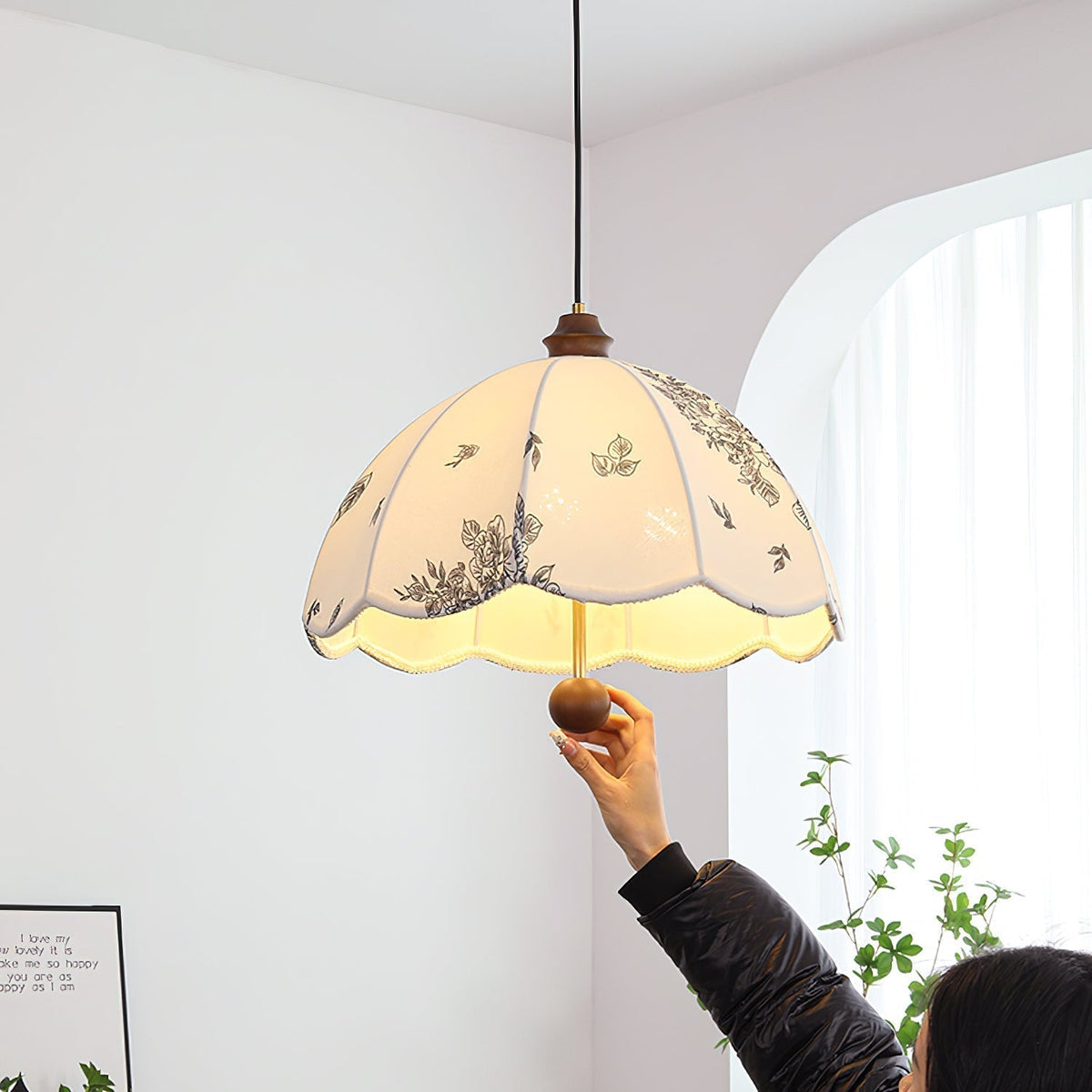 Suspension Roseau en bois et tissu – vue 12