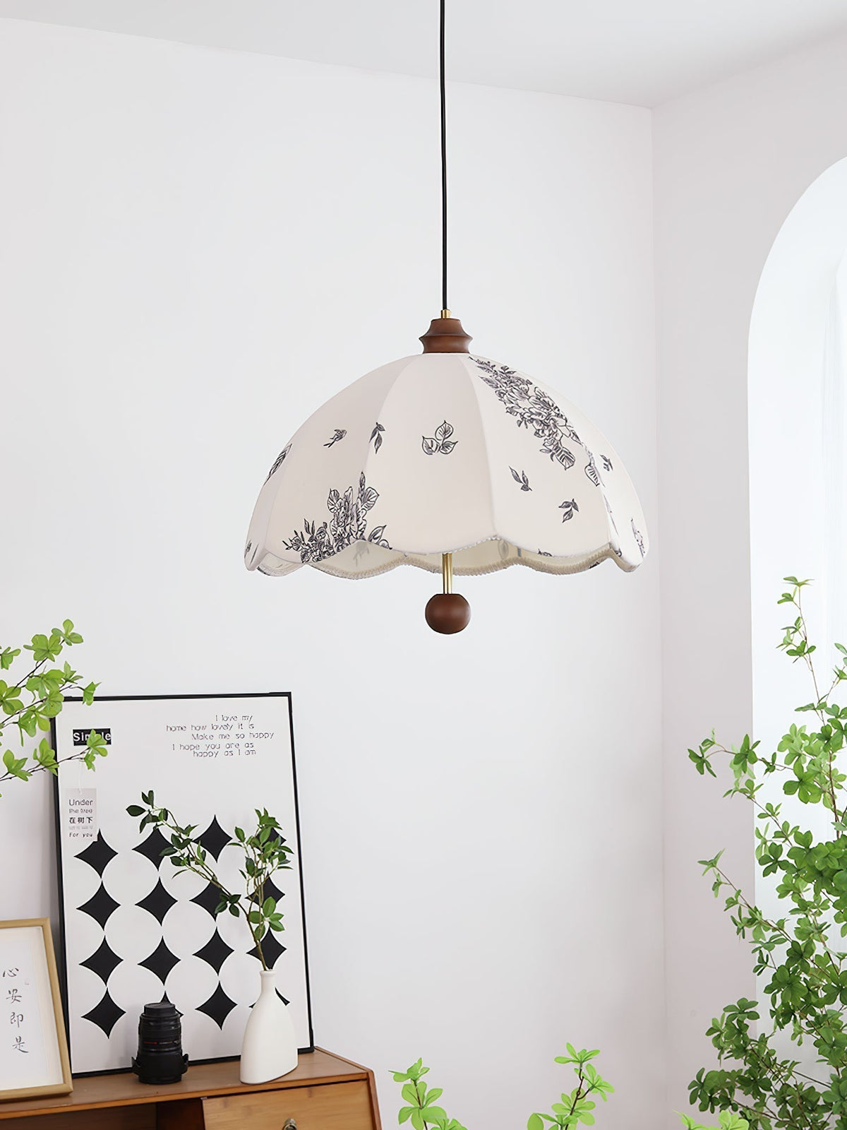 Suspension Roseau en bois et tissu – vue 10