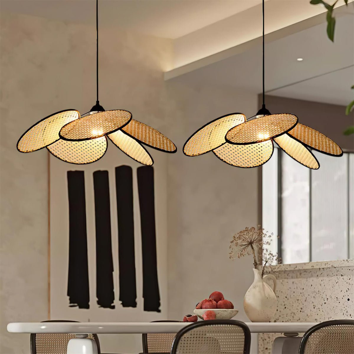 Suspension Solène en rotin et tissu – vue 25