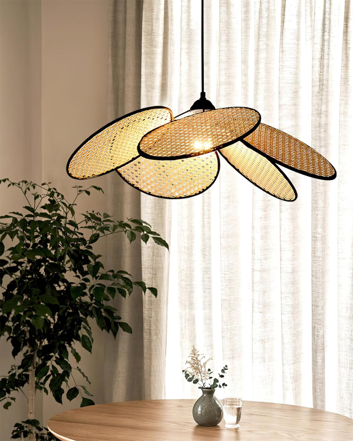 Suspension Solène en rotin et tissu – vue 12