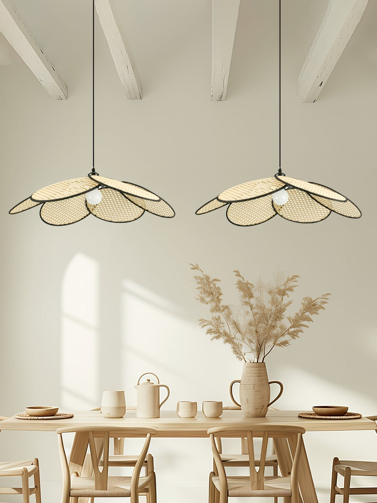 Suspension Solène en rotin et tissu – vue 13