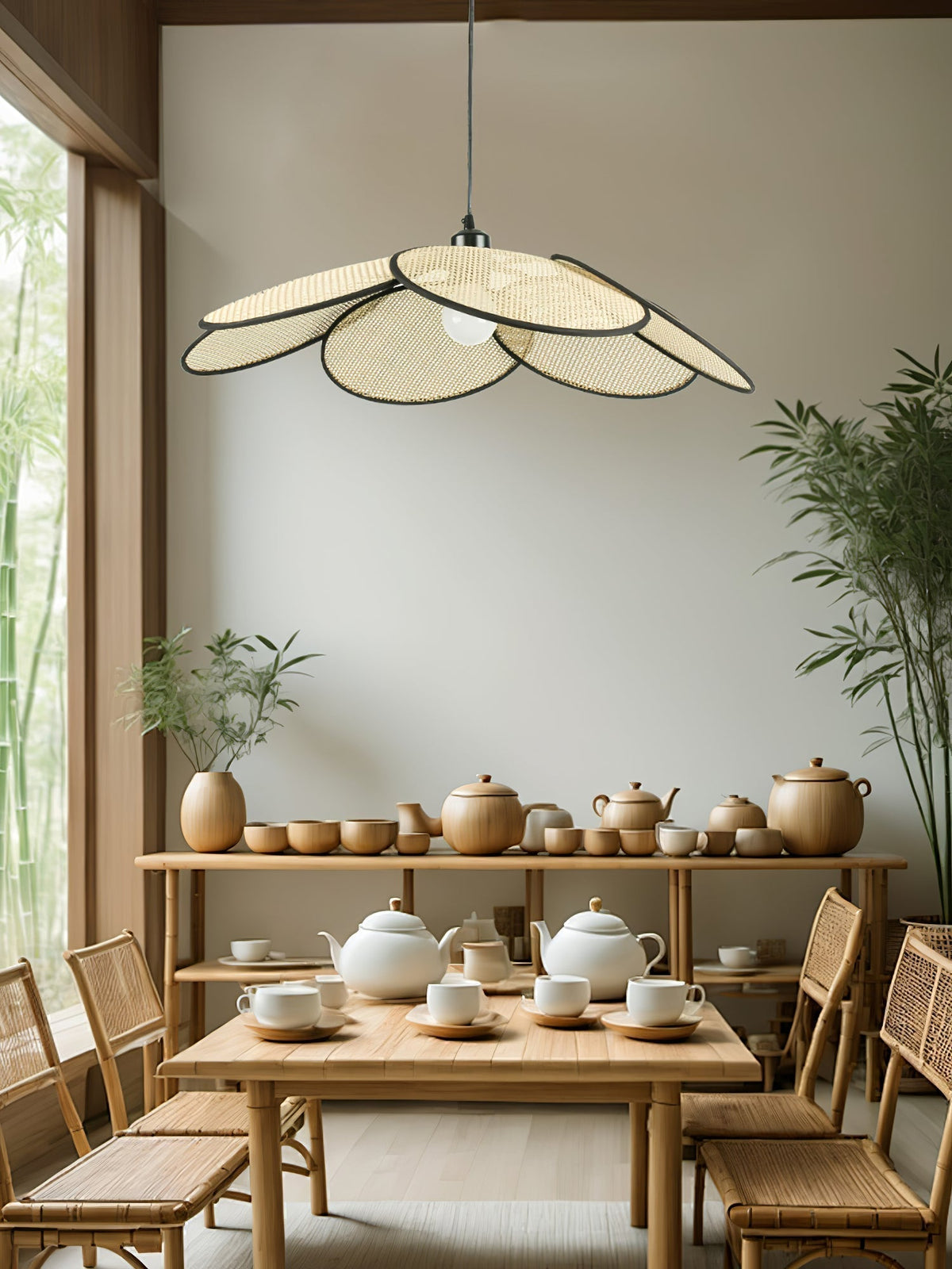 Suspension Solène en rotin et tissu – vue 3