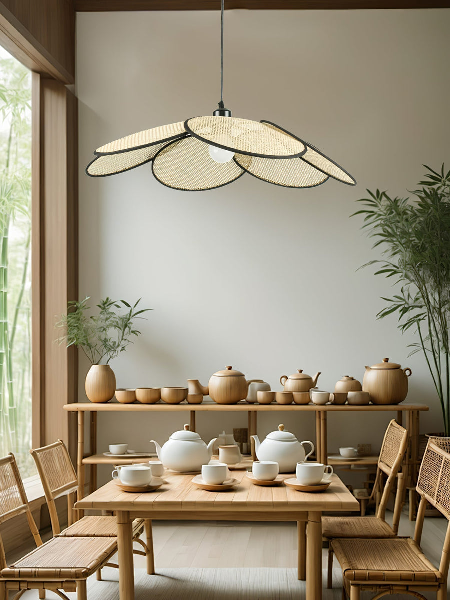 Suspension Solène en rotin et tissu – vue 3