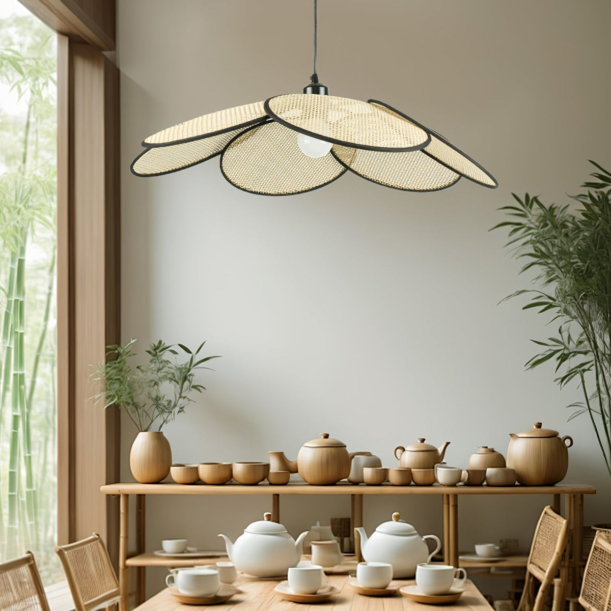 Suspension Solène en rotin et tissu – vue 5
