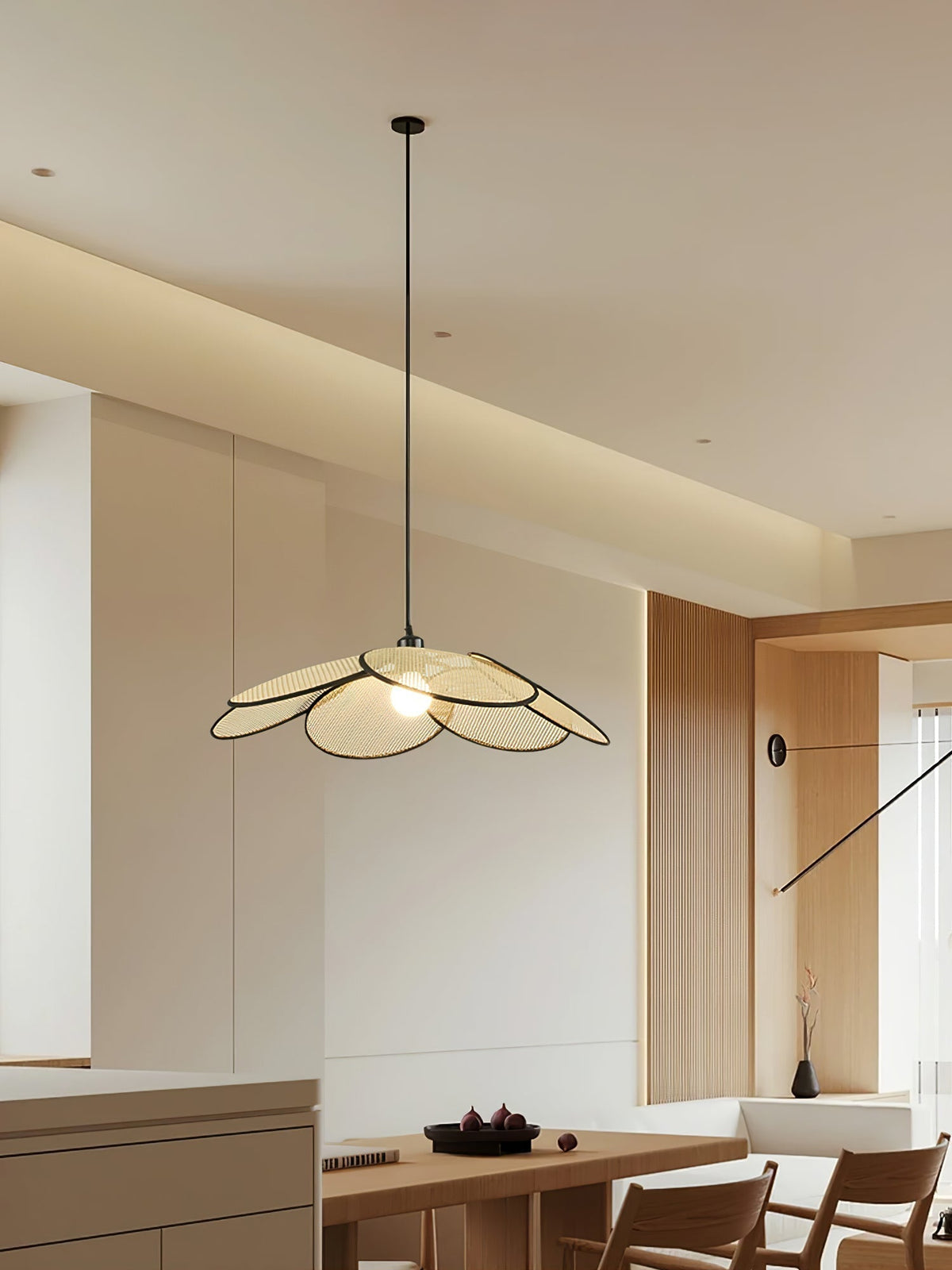 Suspension Solène en rotin et tissu – vue 7