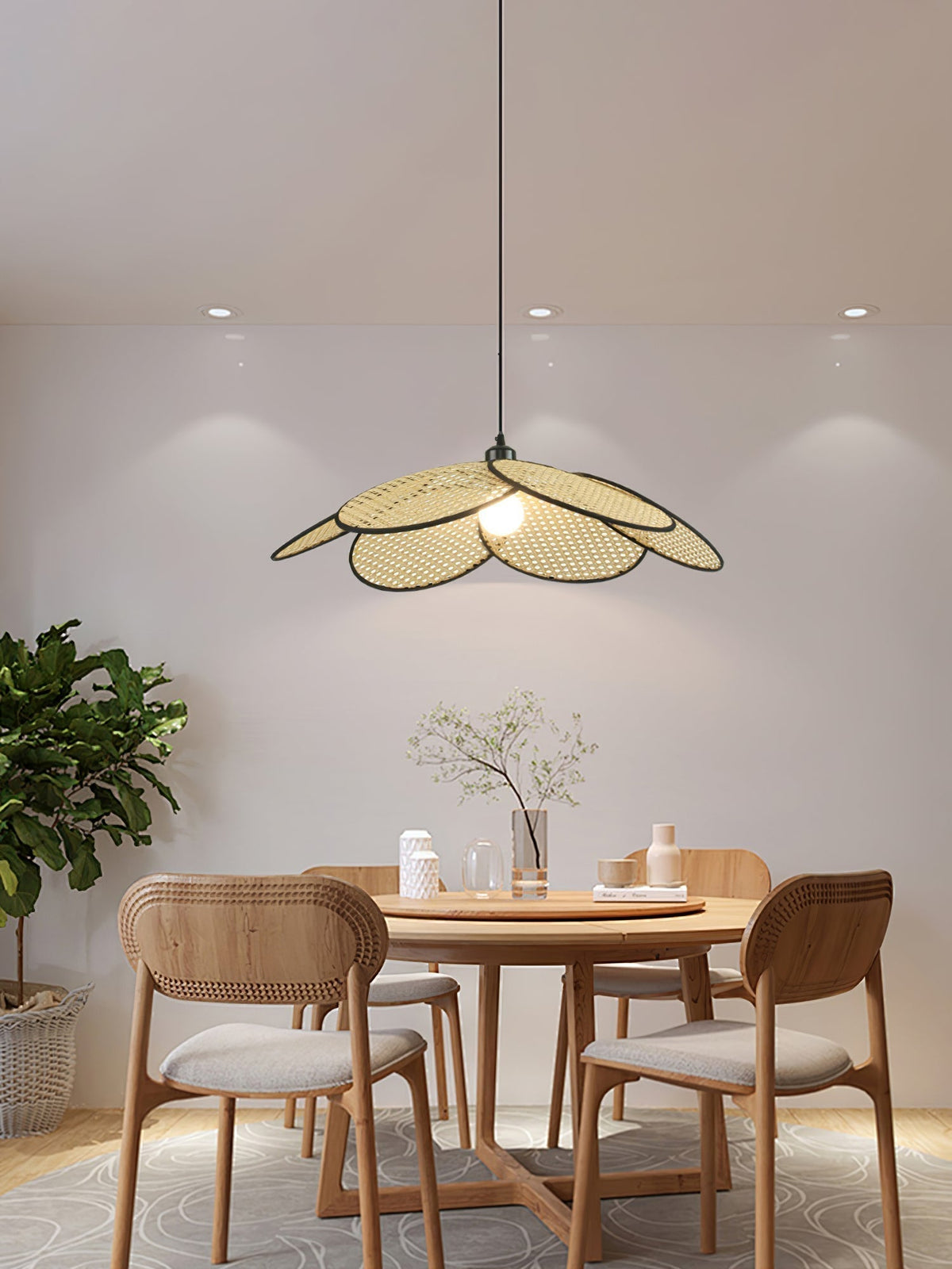 Suspension Solène en rotin et tissu – vue 8