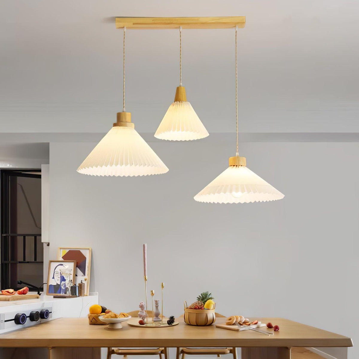 Suspension Lotus en bois et tissu – vue 12