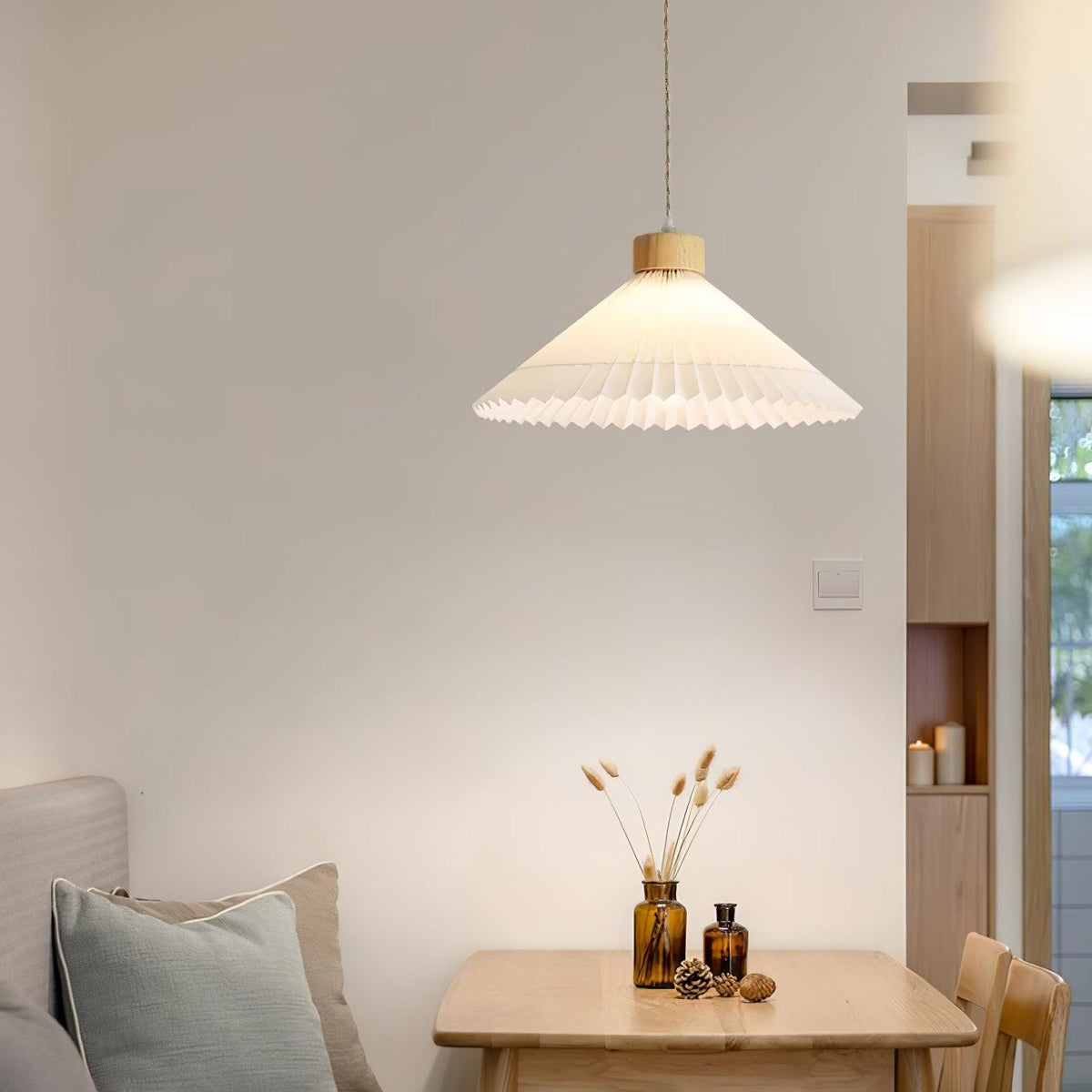 Suspension Lotus en bois et tissu – vue 23