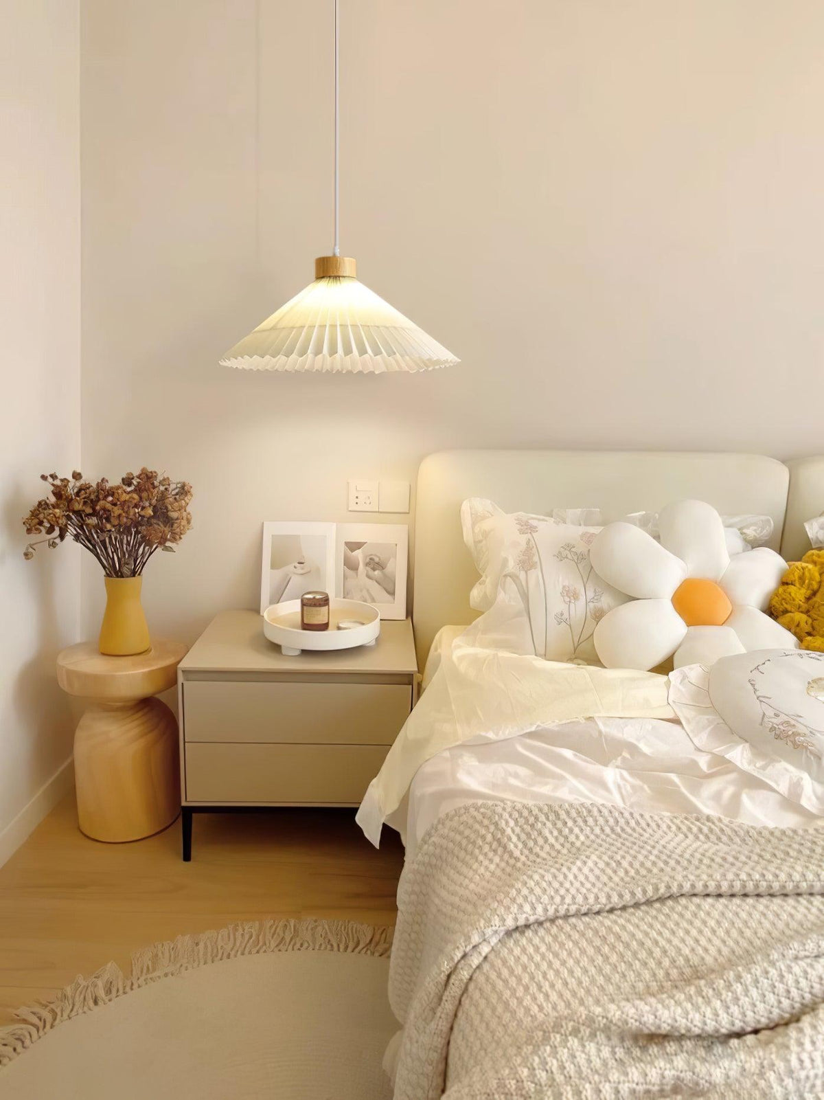 Suspension Lotus en bois et tissu – vue 6