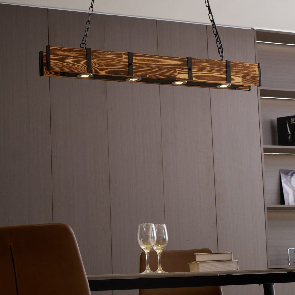 Lustre Lacanau en bois et fer – vue 9