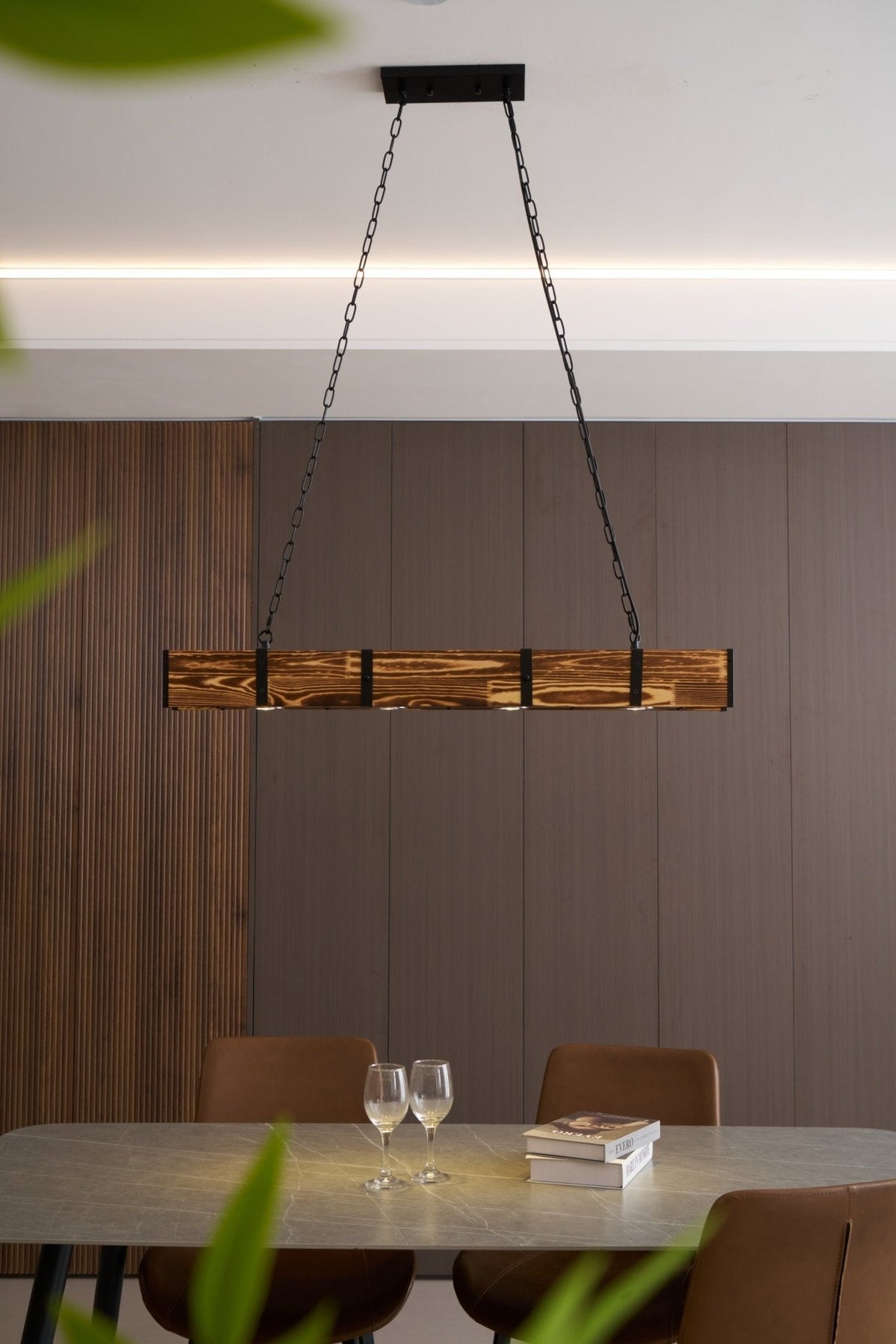 Lustre Lacanau en bois et fer – vue 8