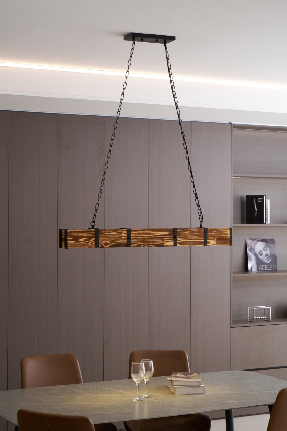 Lustre Lacanau en bois et fer – vue 7