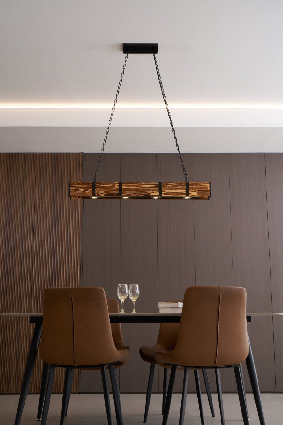 Lustre Lacanau en bois et fer – vue 5