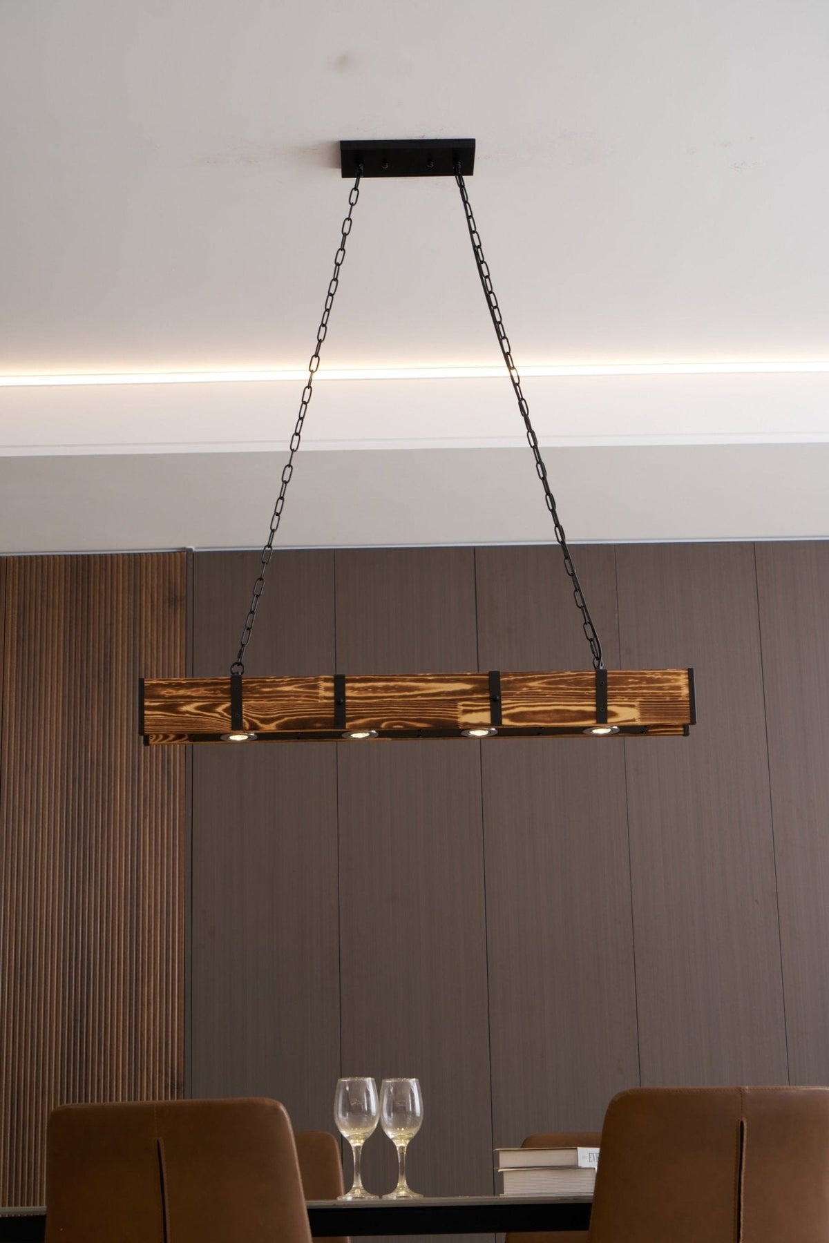 Lustre Lacanau en bois et fer – vue 10