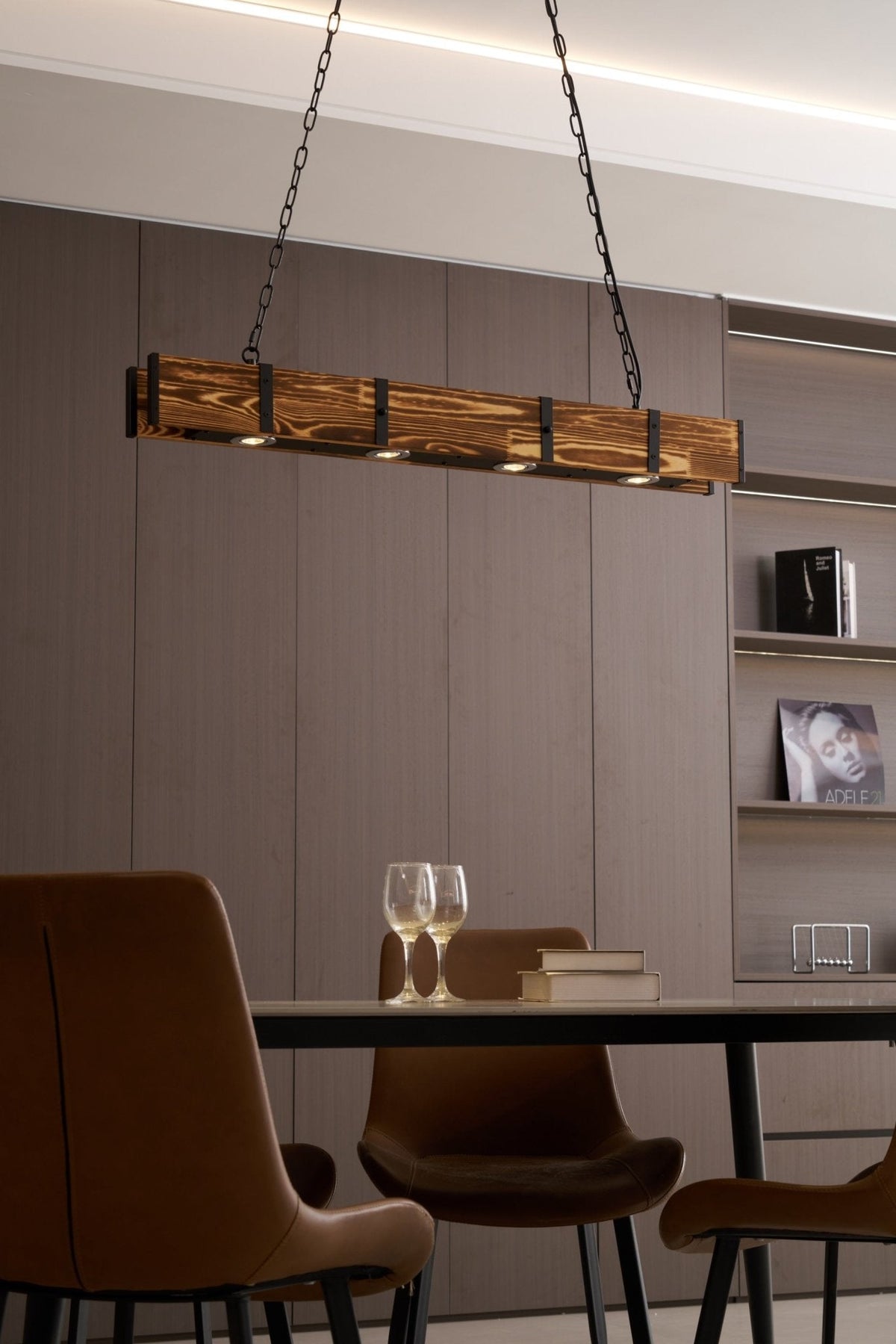 Lustre Lacanau en bois et fer – vue 26
