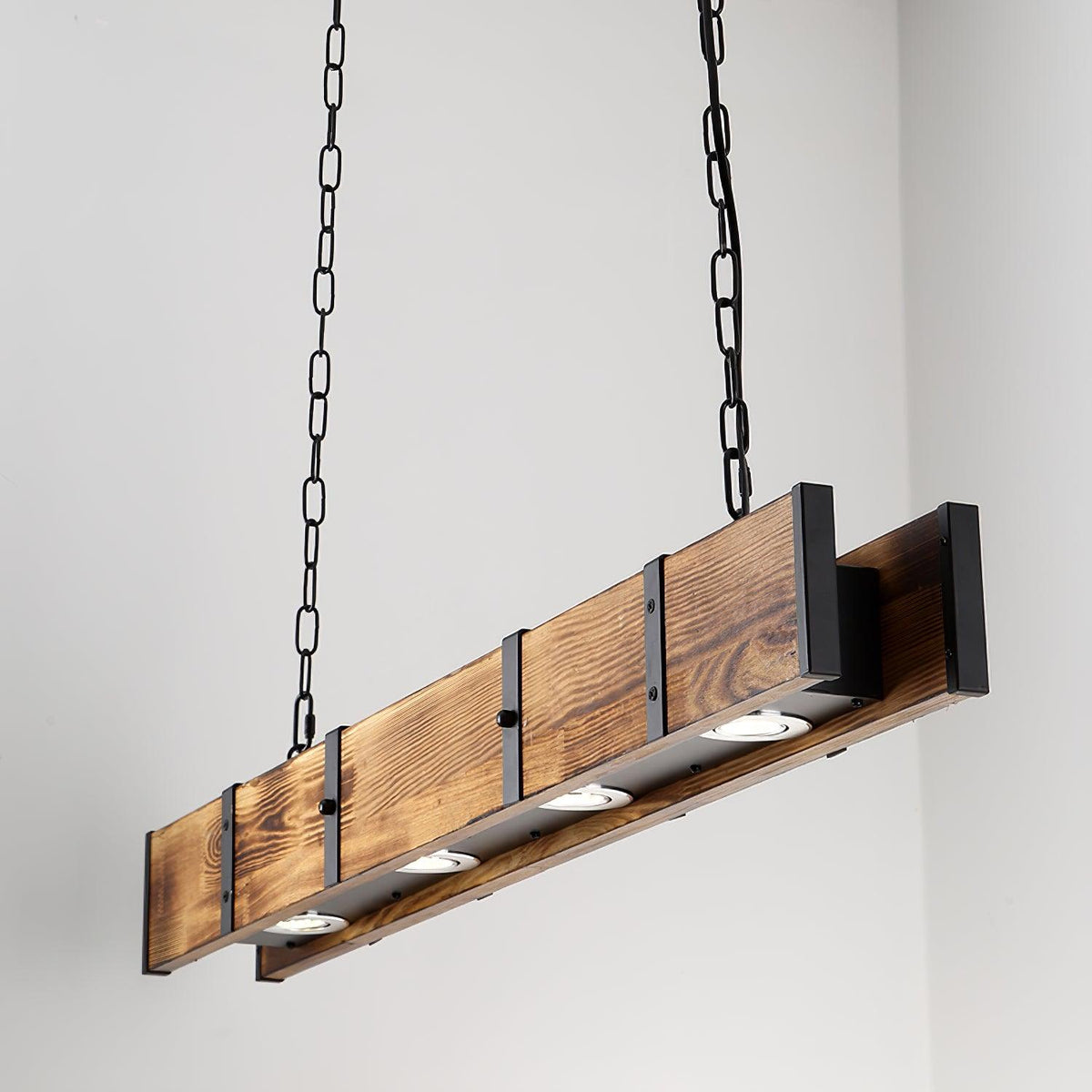 Lustre Lacanau en bois et fer – vue 19
