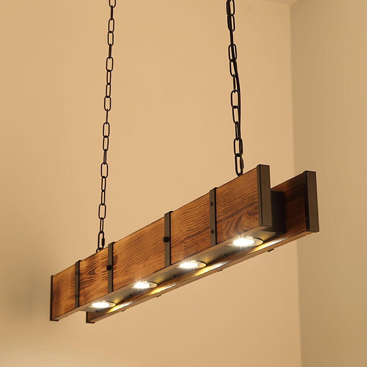 Lustre Lacanau en bois et fer – vue 11