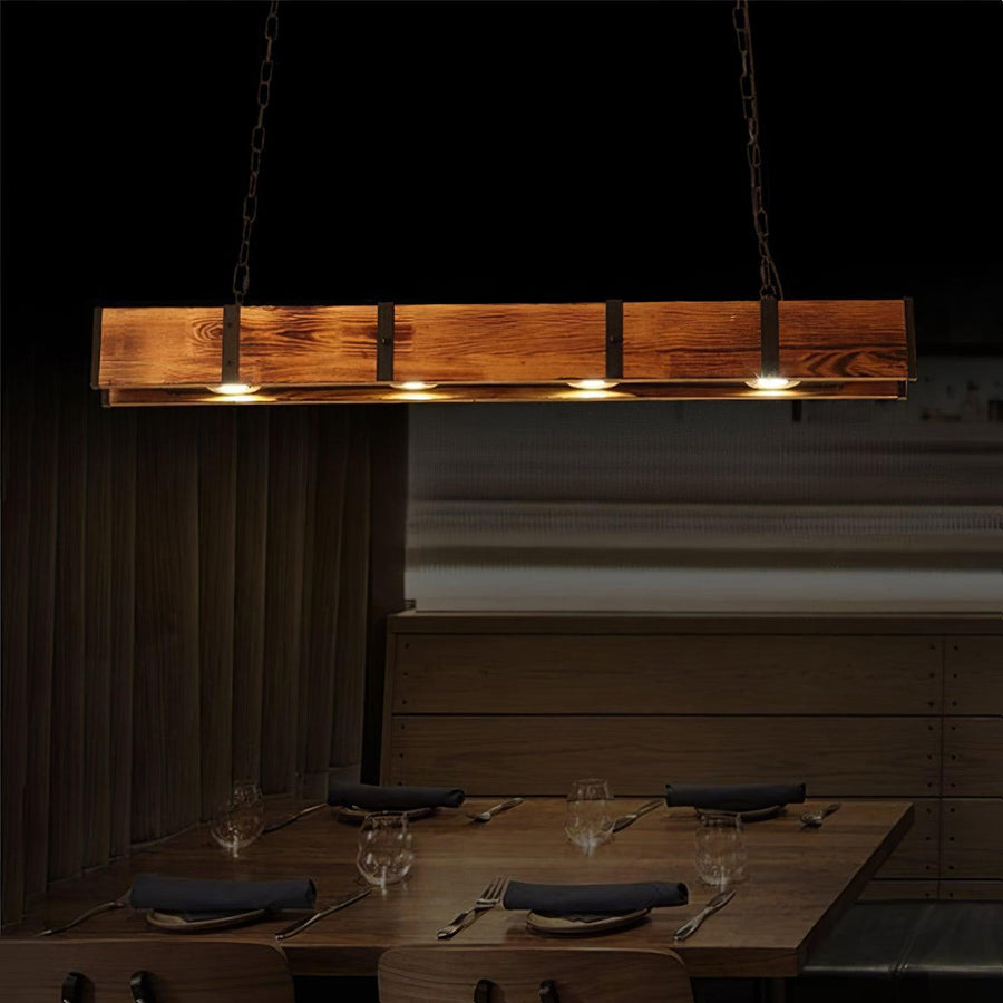 Lustre Lacanau en bois et fer – vue 4