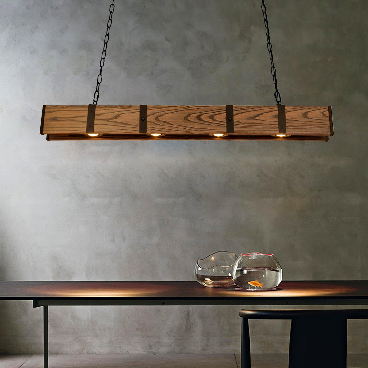 Lustre Lacanau en bois et fer – vue 13