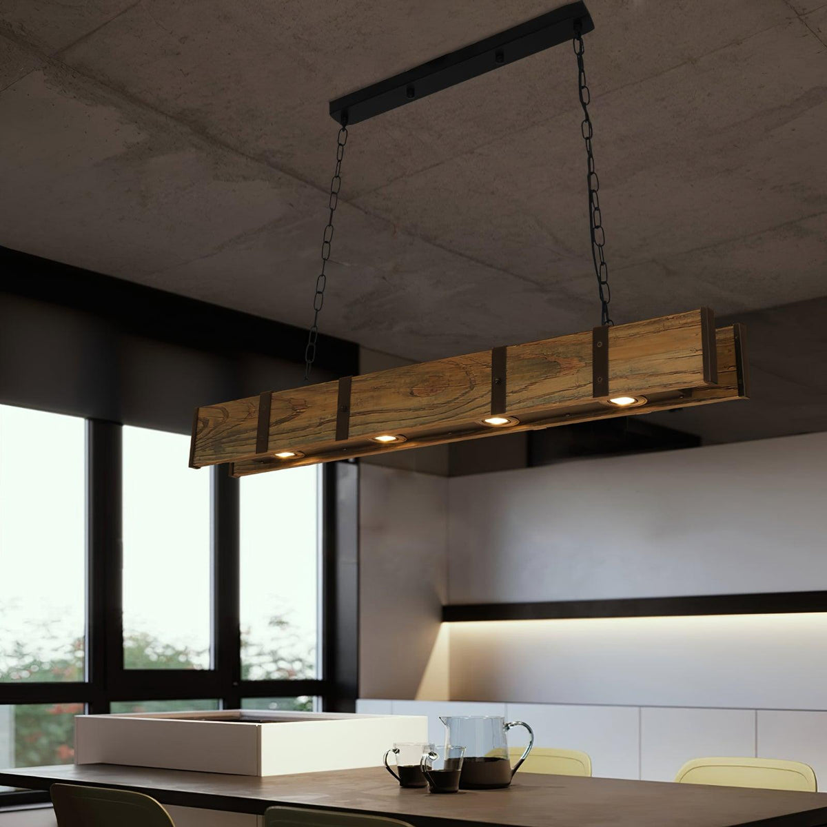 Lustre Lacanau en bois et fer – vue 15