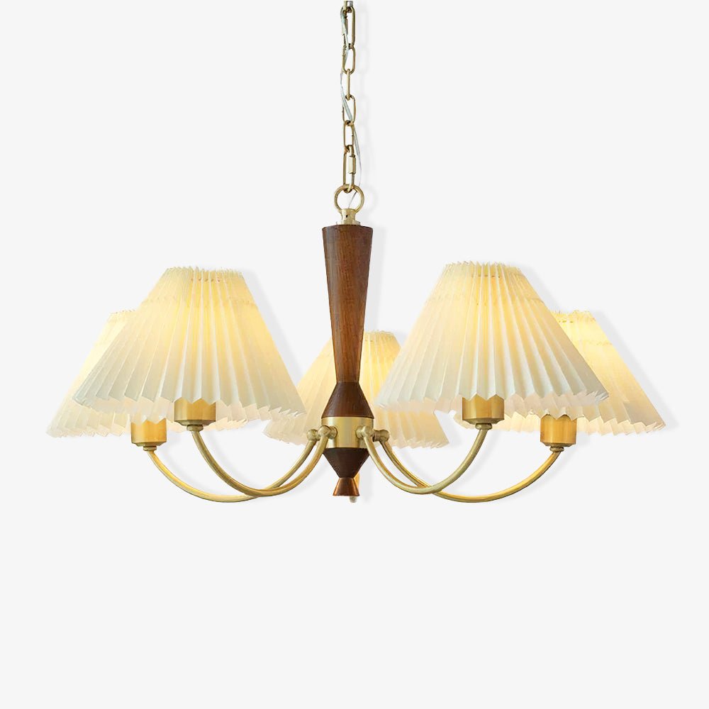 Lustre Primevère en noyer et laiton – vue 18