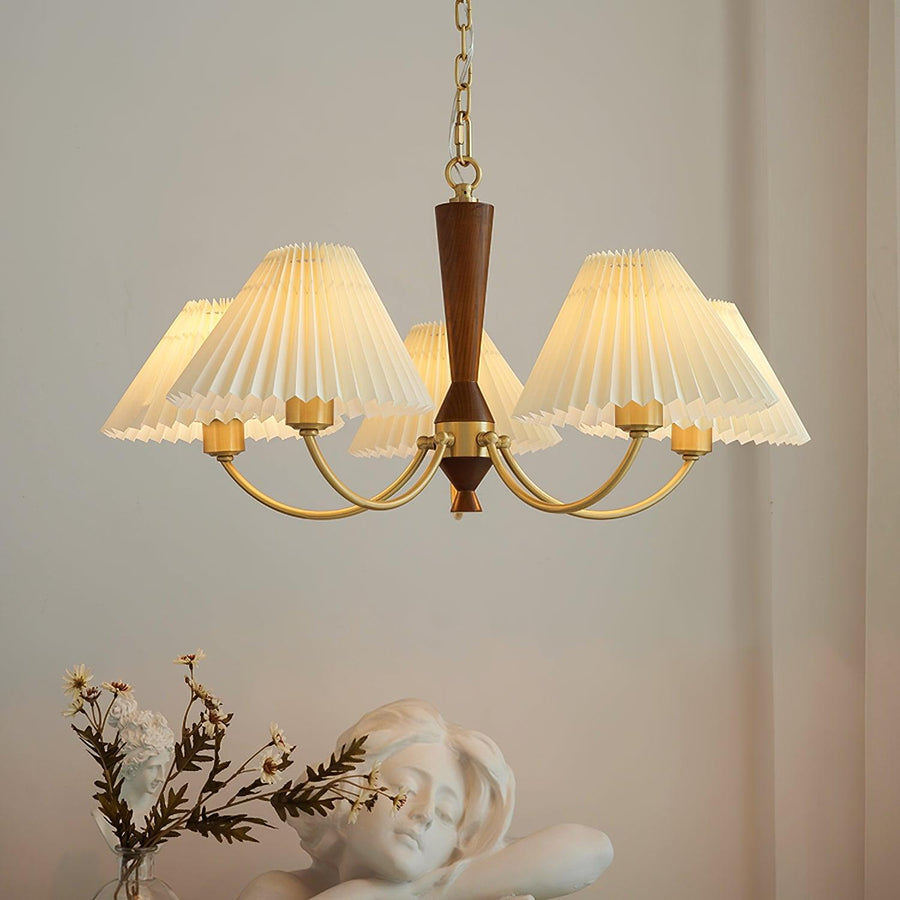 Lustre Primevère en noyer et laiton – vue 4