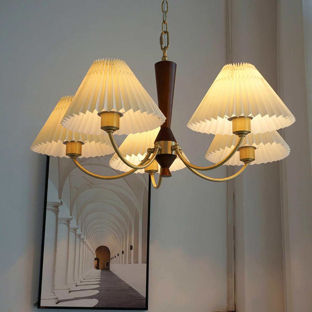 Lustre Primevère en noyer et laiton – vue 23