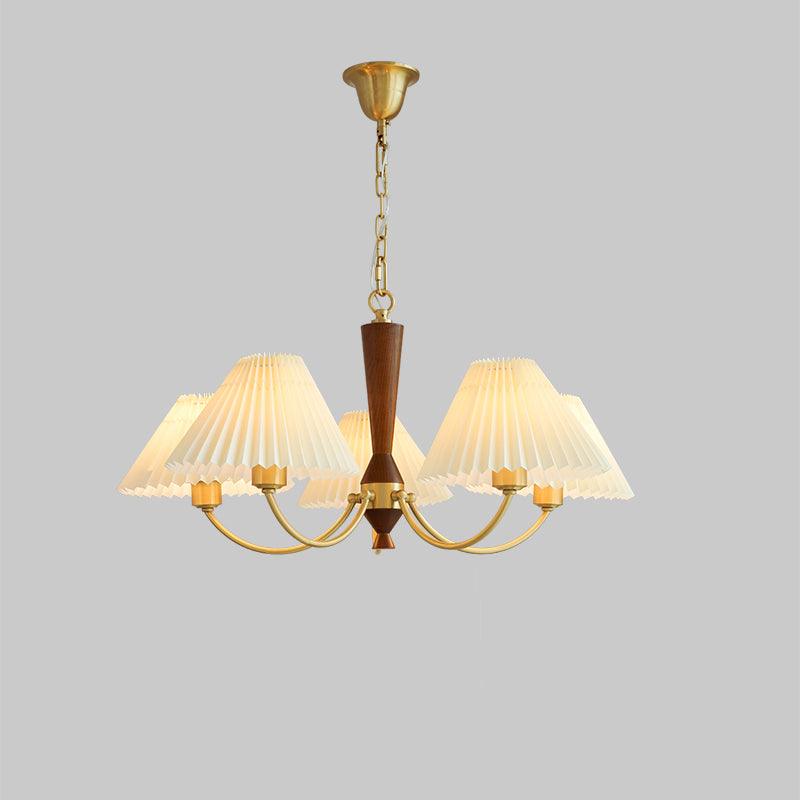 Lustre Primevère en noyer et laiton – vue 10