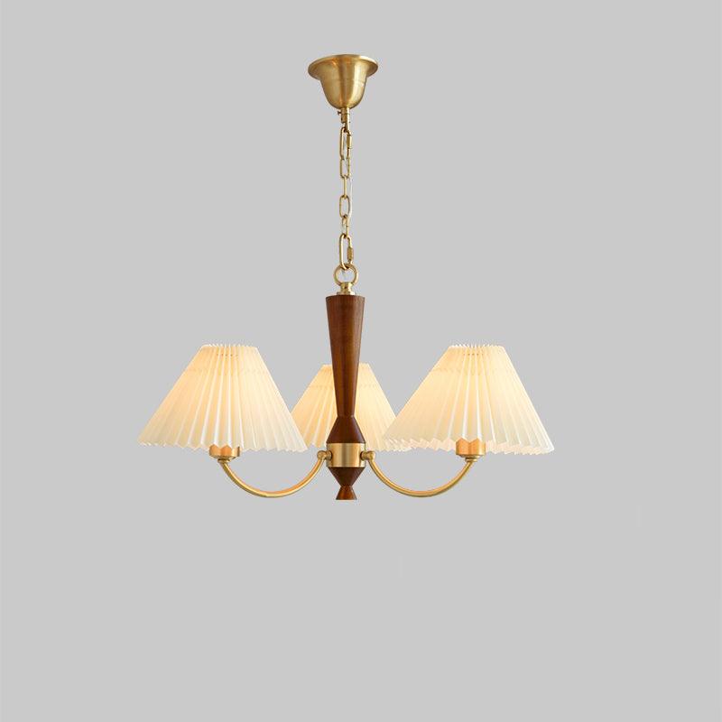 Lustre Primevère en noyer et laiton – vue 9