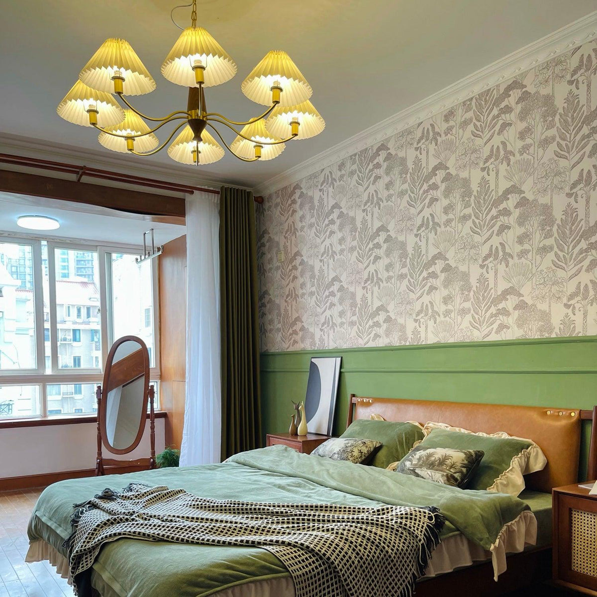 Lustre Primevère en noyer et laiton – vue 17